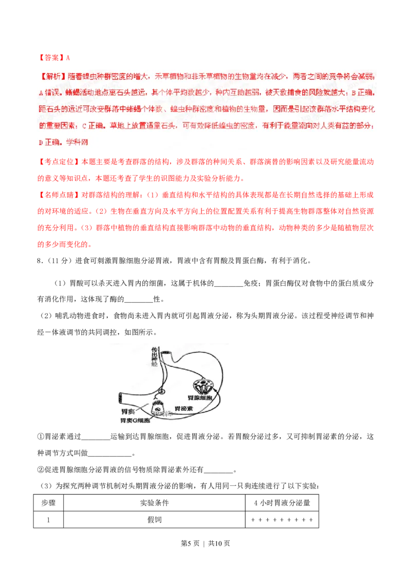 2015年高考生物试卷（四川）（解析卷）_生物历年高考真题_新&middot;PDF版2008-2025&middot;高考生物真题_生物（按年份分类）2008-2025_2015&middot;高考生物真题
