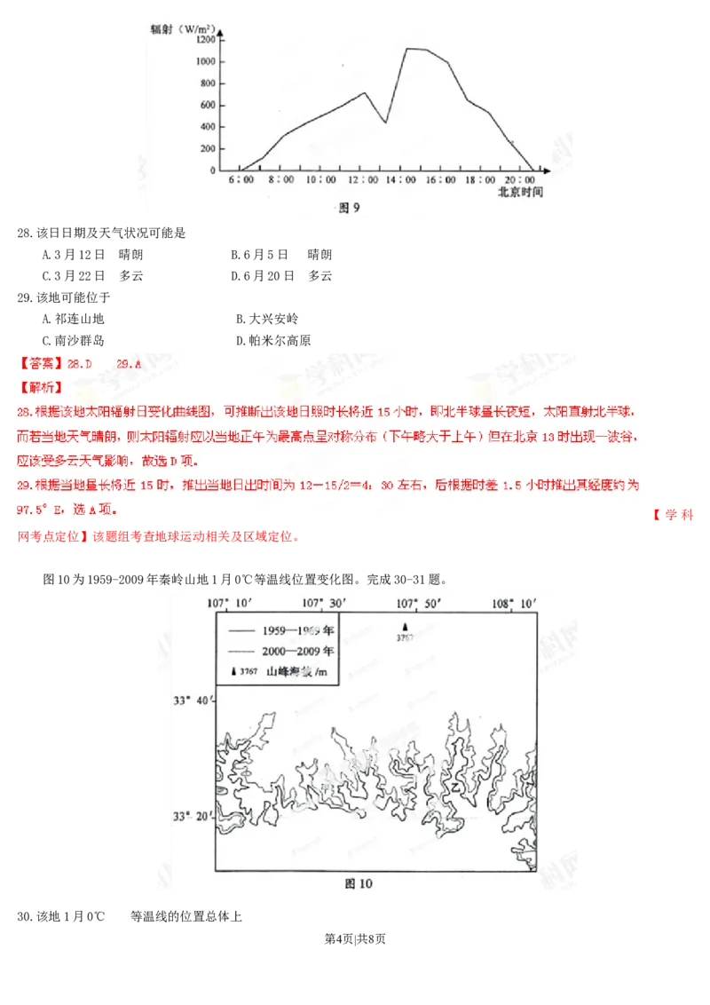 2013年高考地理试卷（安徽）（解析卷）_地理历年高考真题_新&middot;Word版2008-2025&middot;高考地理真题_地理（按试卷类型分类）2008-2025_自主命题卷&middot;地理（2008-2025）