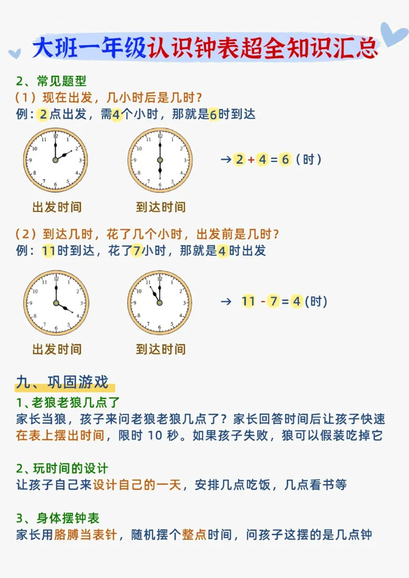 0017幼小衔接认识钟表知识汇总(1)_幼小衔接数学
