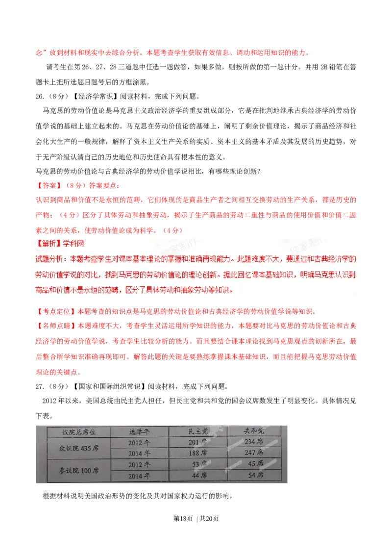 2015年高考政治试卷（海南）（解析卷）_政治历年高考真题_新&middot;Word版2008-2025&middot;高考政治真题_政治（按年份分类）2008-2025_2015&middot;政治高考真题