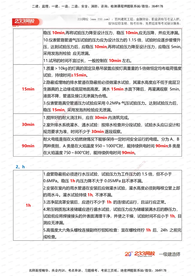 233-机电-时间_数字考点汇总（124个）_2026年一级建造师_2026年一建机电_2025年一建机电SVIP_01-精华文档✿电子教材✿历年真题_58-机电《时间数字考点汇总+百日通关》233