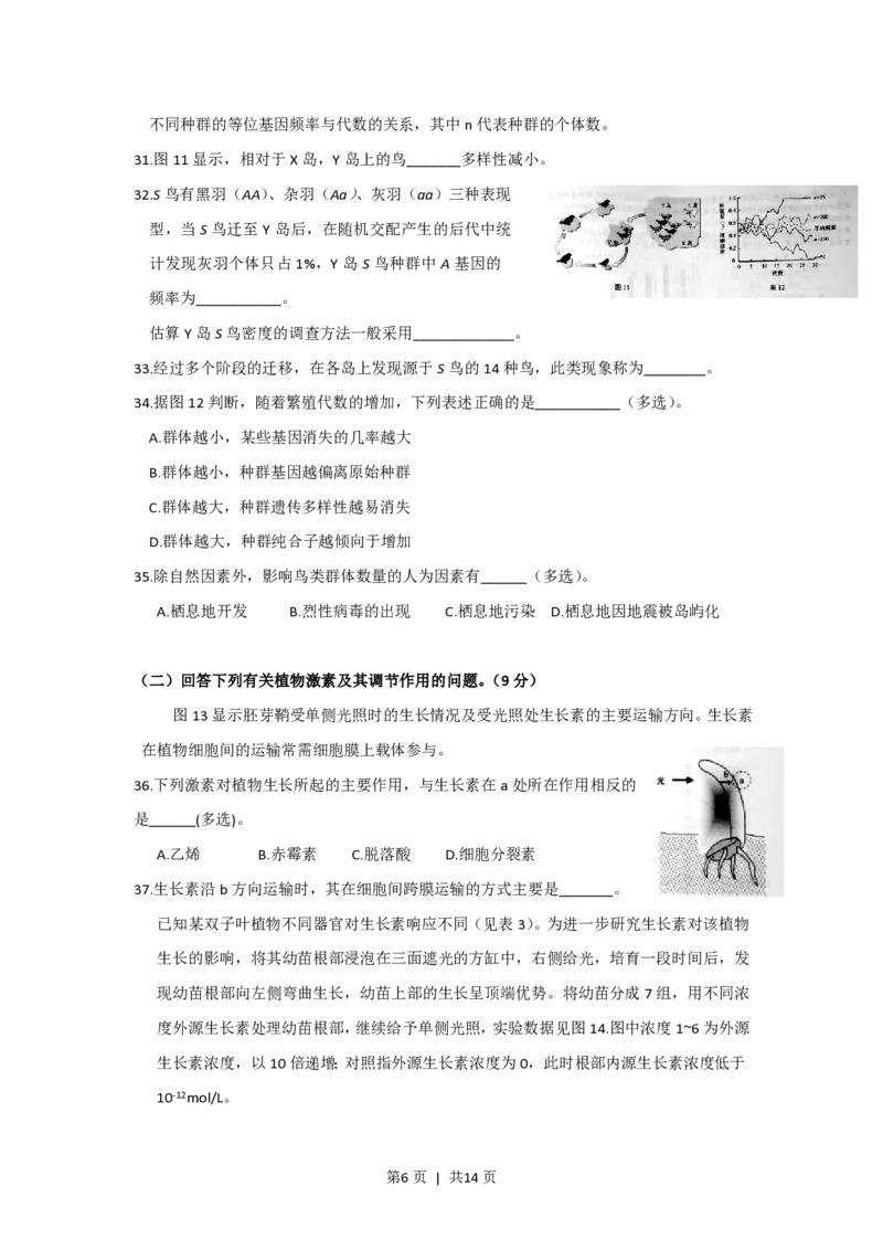 2016年高考生物试卷（上海）（空白卷）_生物历年高考真题_新&middot;PDF版2008-2025&middot;高考生物真题_生物（按试卷类型分类）2008-2025_自主命题卷&middot;生物（2008-2025）_上海自主命题&middot;生物（2008-2022）