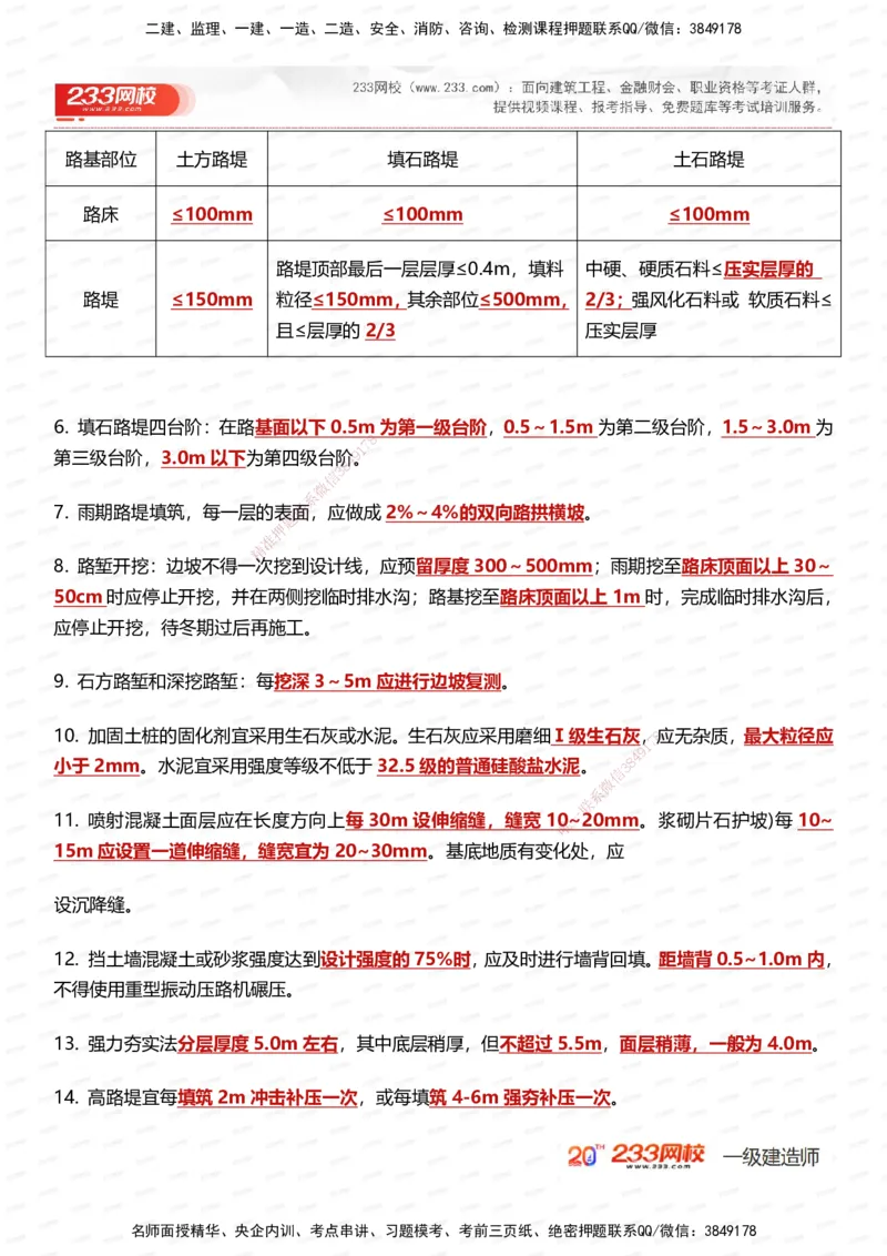 233-公路-时间_数字考点汇总（49个）_2026年一级建造师_2026年一建公路_2025年一建公路SVIP_01-精华文档✿电子教材✿历年真题_38-公路《时间数字考点汇总》233