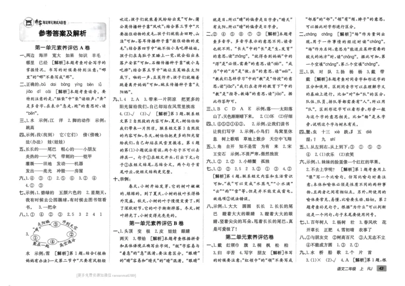 24秋《非常海淀单元测试AB卷》语文2上_2024年人教版小学数学一二三四五六年级上册下册期中期末试a0747_小学全科《同步练习+精品试卷》打包下载（1-6年级单元月考期中期末试卷）