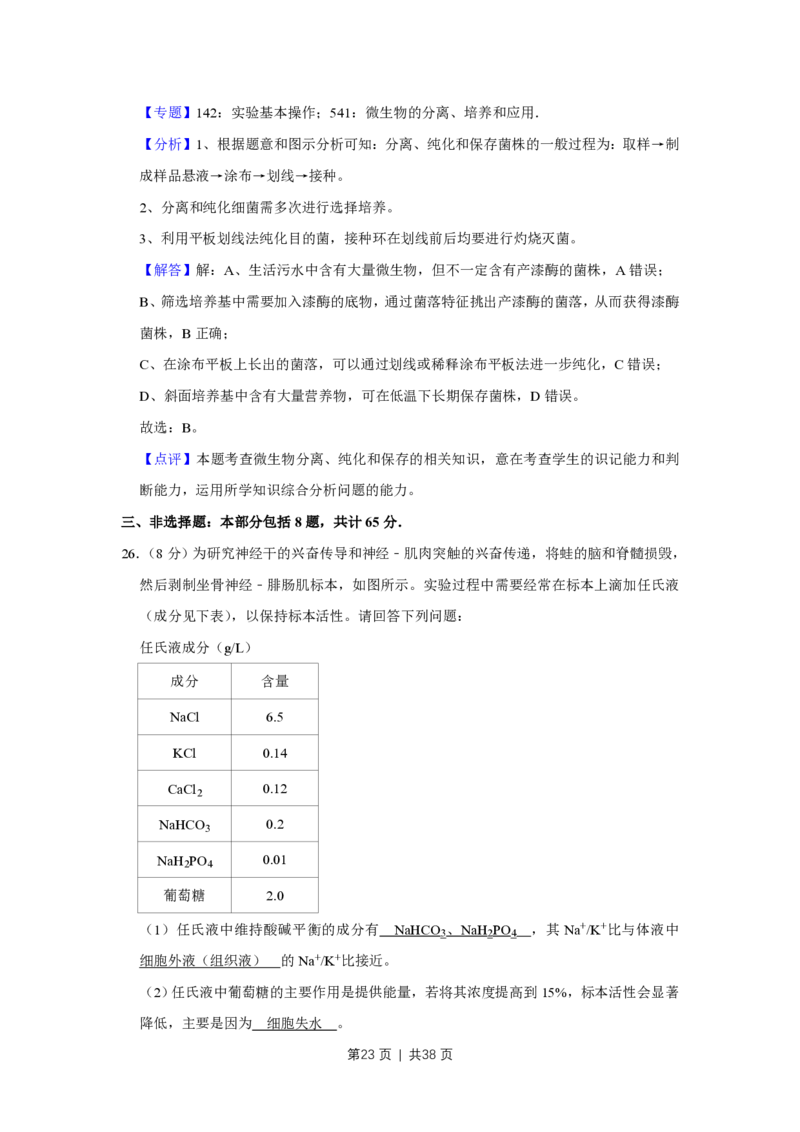 2016年高考生物试卷（江苏）（解析卷）_生物历年高考真题_新&middot;PDF版2008-2025&middot;高考生物真题_生物（按年份分类）2008-2025_2016&middot;高考生物真题