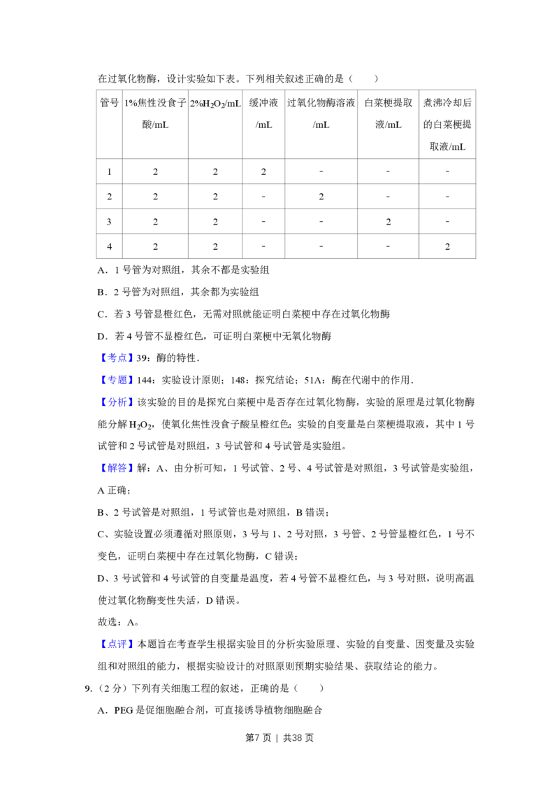 2016年高考生物试卷（江苏）（解析卷）_生物历年高考真题_新&middot;PDF版2008-2025&middot;高考生物真题_生物（按年份分类）2008-2025_2016&middot;高考生物真题