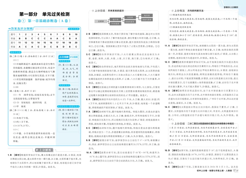 2026初中上分卷地理7年级上册解析册_2026版初中《必刷题上分卷》7年级上册（7科全套）_2026《初中上分卷&middot;地理》7上（人教版）