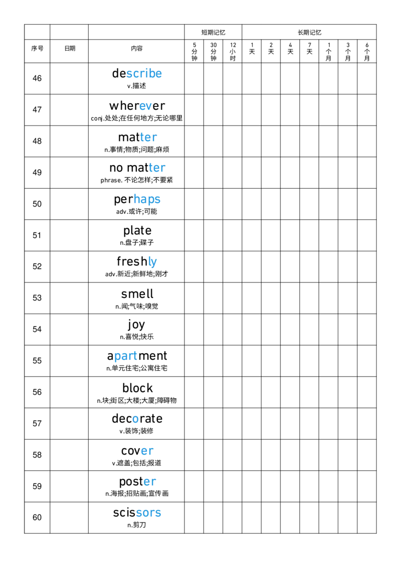 2025秋人教版八年级上册英语U2艾宾浩斯记忆表单词默写_初中英语新版_最新人教版英语八年级上册_新版_初中英语8上新更新第三套可选择_10单词默写+字帖_单词表