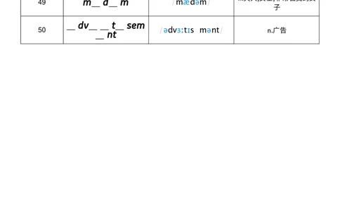 2026春人教版英语八下Unit8单词挖空_初中英语新版_最新人教版英语八年级下册_2026春新人教版八下（更新中）_04单词背诵默写8个表（全）
