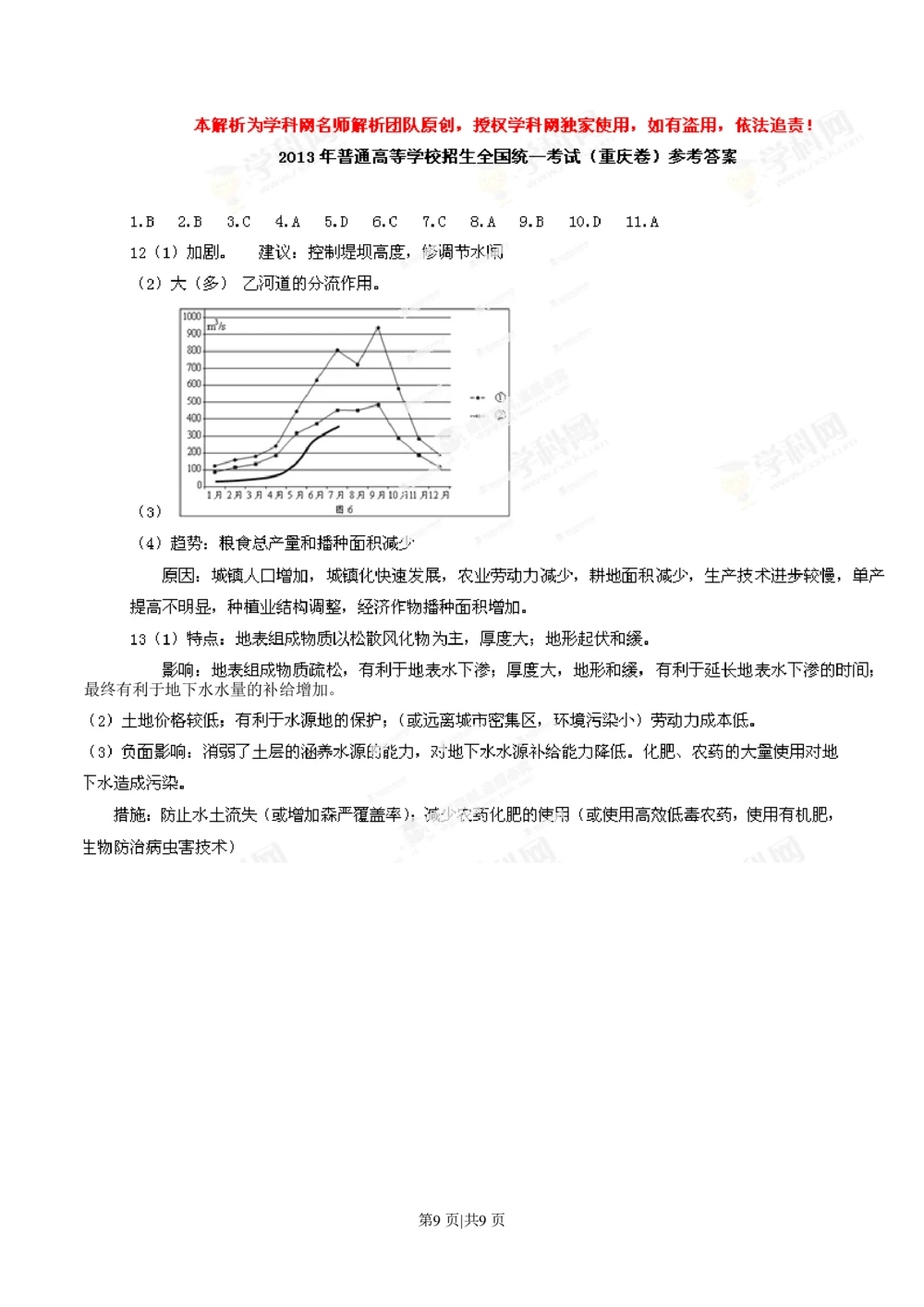 2013年高考地理试卷（重庆）（解析卷）_地理历年高考真题_新&middot;PDF版2008-2025&middot;高考地理真题_地理（按试卷类型分类）2008-2025_自主命题卷&middot;地理（2008-2025）