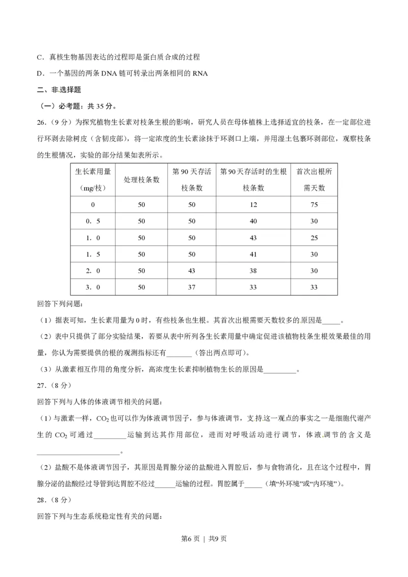 2017年高考生物试卷（海南）（空白卷）_生物历年高考真题_新&middot;PDF版2008-2025&middot;高考生物真题_生物（按省份分类）2008-2025_2008-2024&middot;（海南）生物高考真题