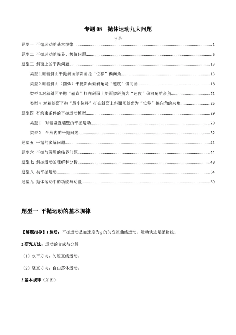 专题08抛体运动九大问题（解析版）_2025高中物理模型方法技巧高三复习专题练习讲义_新版高考物理模型与方法