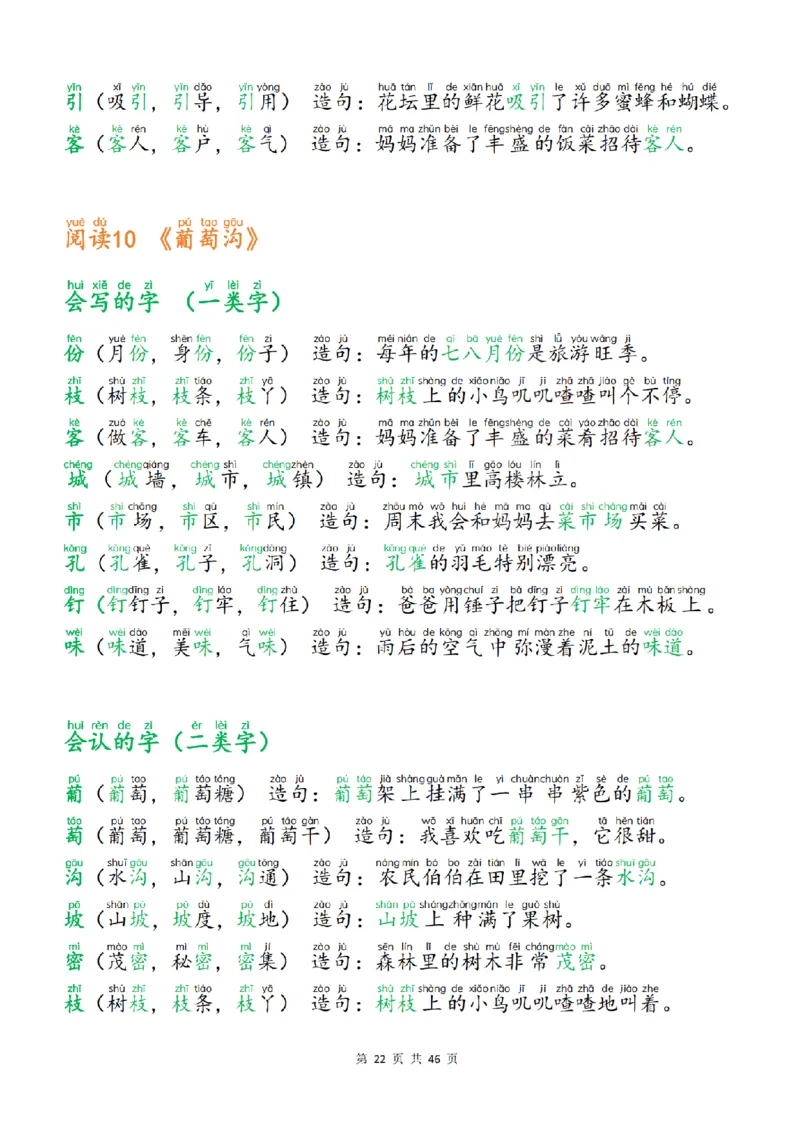 25新二上语文生字组词造句（一二类字）每日晨读必备46页_25秋《生字+组词+字帖》语文1-6年级