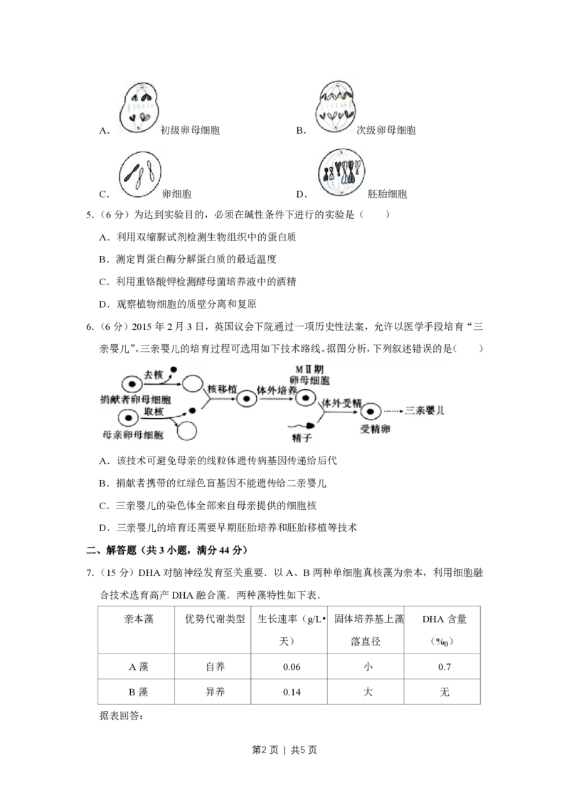 2015年高考生物试卷（天津）（空白卷）_生物历年高考真题_新&middot;PDF版2008-2025&middot;高考生物真题_生物（按省份分类）2008-2025_2008-2024&middot;（天津）生物高考真题