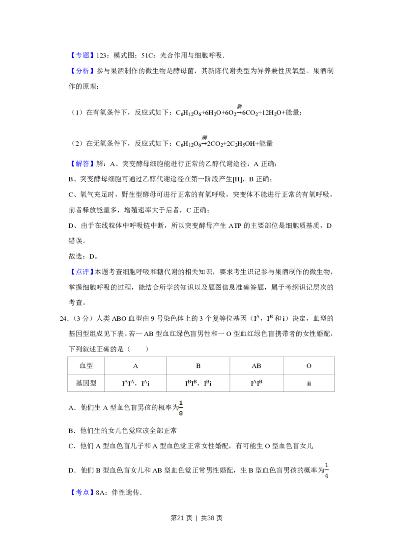 2016年高考生物试卷（江苏）（解析卷）_生物历年高考真题_新&middot;PDF版2008-2025&middot;高考生物真题_生物（按试卷类型分类）2008-2025_自主命题卷&middot;生物（2008-2025）_江苏自主命题&middot;生物（2008-2025）