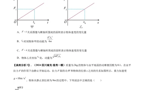 专题03功能与动量中的图像（原卷版）_2025高中物理模型方法技巧高三复习专题练习讲义_高考物理图像与方法