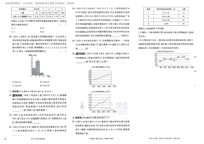 2026《初中上分卷&bull;数学》7上(BS)_2026版初中《必刷题上分卷》7年级上册（7科全套）_2026《初中上分卷&bull;数学》7上（北师版）