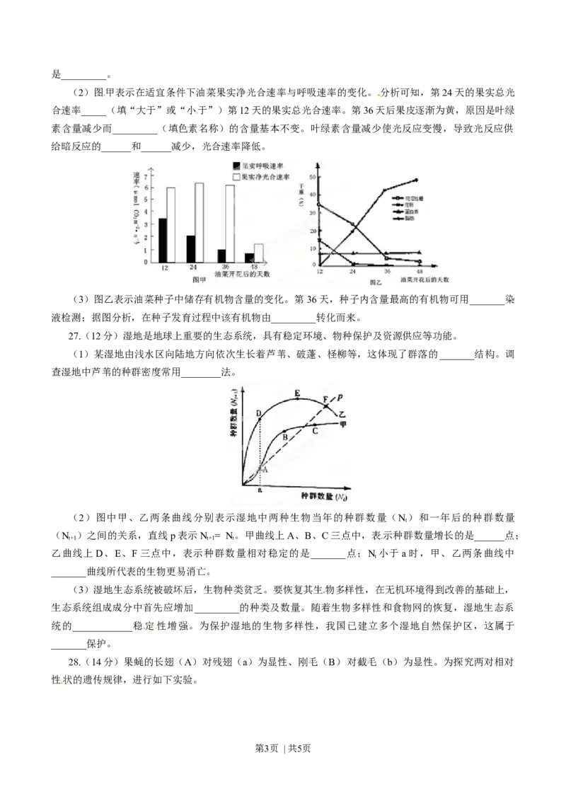2015年高考生物试卷（山东）（空白卷）_生物历年高考真题_新&middot;Word版2008-2025&middot;高考生物真题_生物（按年份分类）2008-2025_2015&middot;高考生物真题