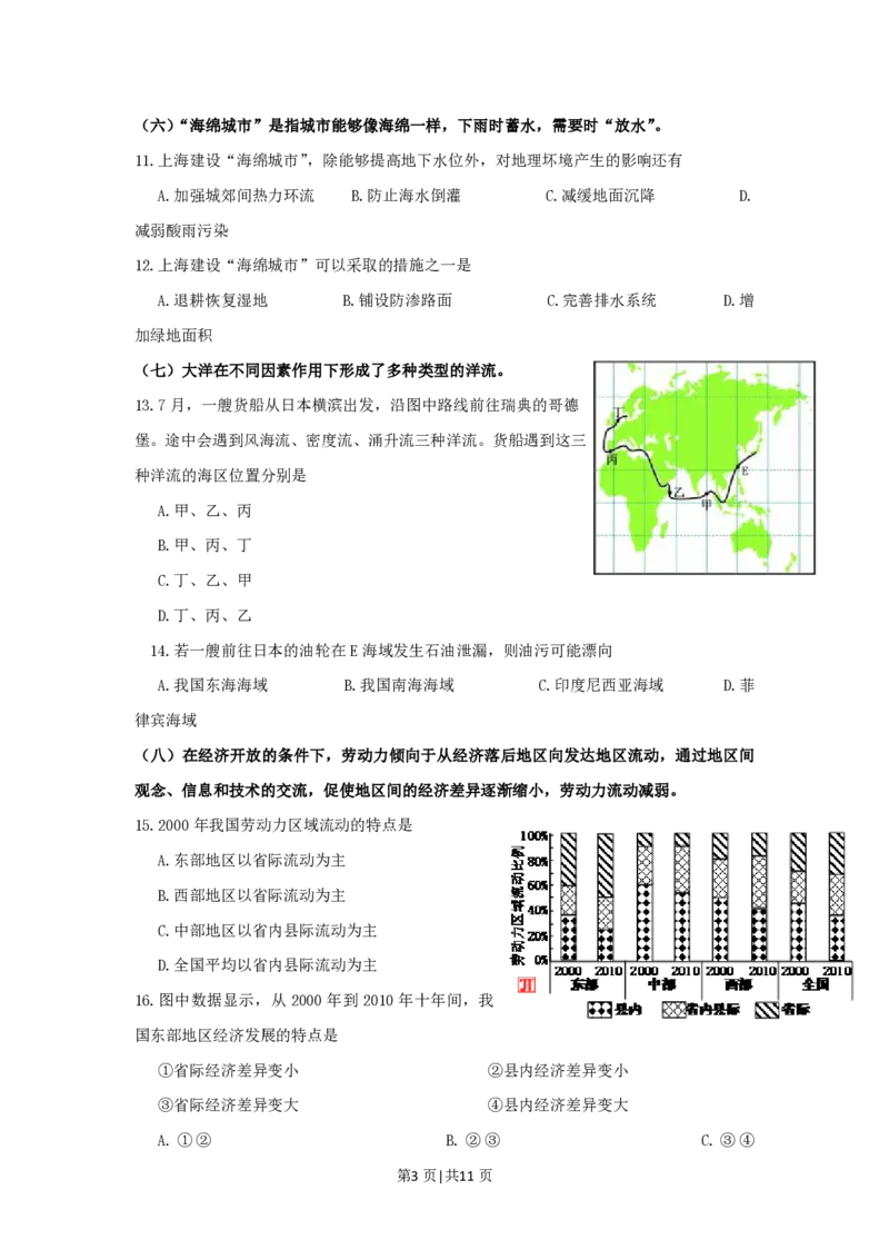 2016年高考地理试题（上海）（空白卷）_地理历年高考真题_新&middot;PDF版2008-2025&middot;高考地理真题_地理（按省份分类）2008-2025_2008-2021,2024-2025&middot;（上海）地理高考真题