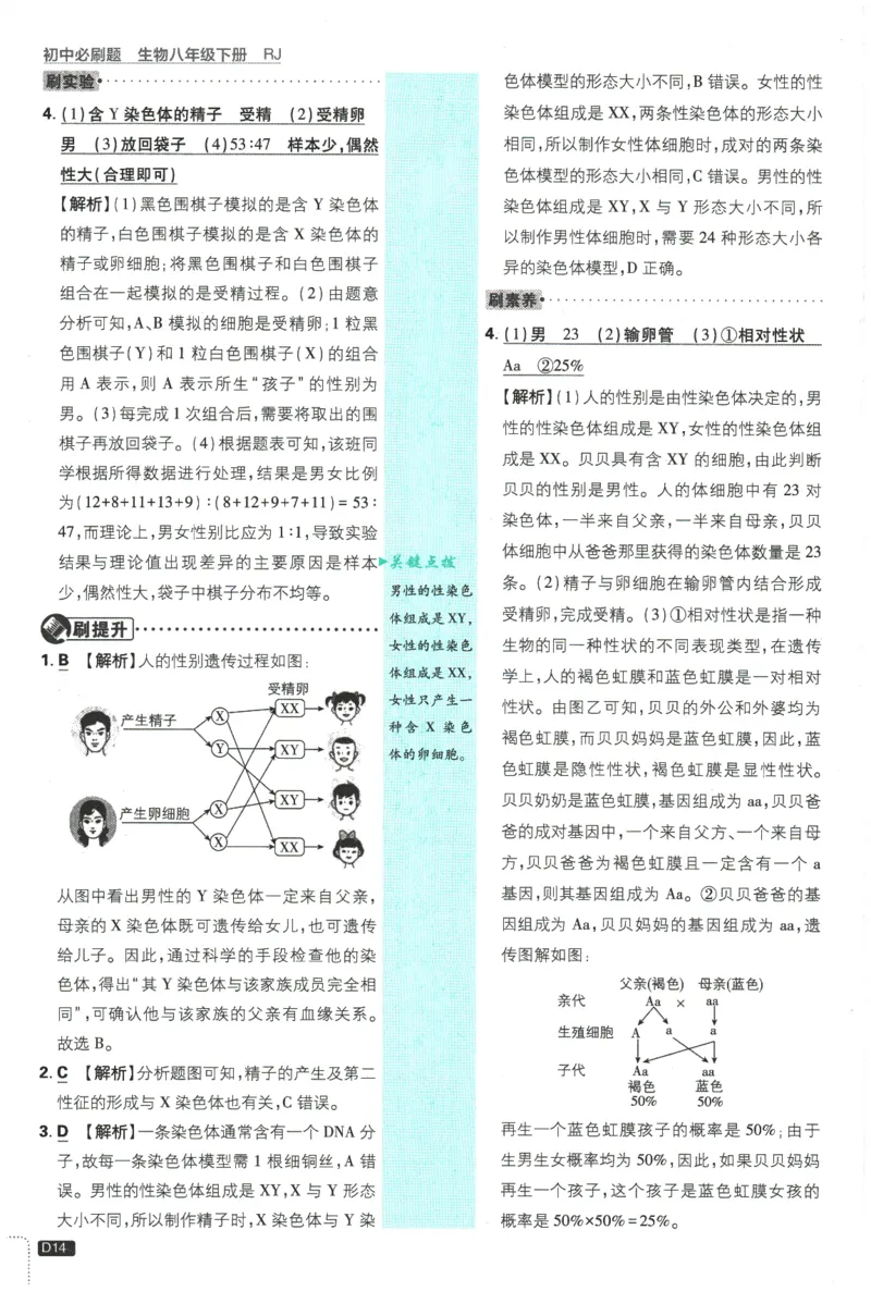 2026春《初中必刷题》生物RJ8下批注式详答与详析_2026春《初中必刷题》生物RJ8下