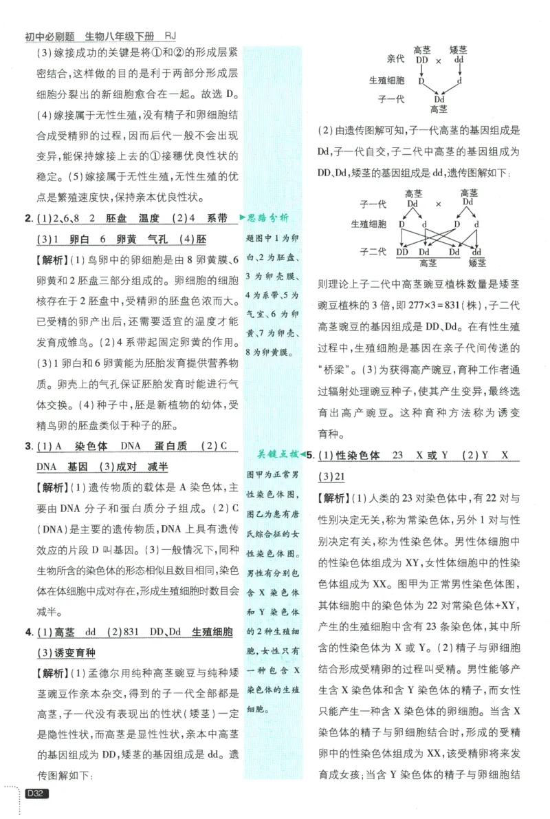 2026春《初中必刷题》生物RJ8下批注式详答与详析_2026春《初中必刷题》生物RJ8下