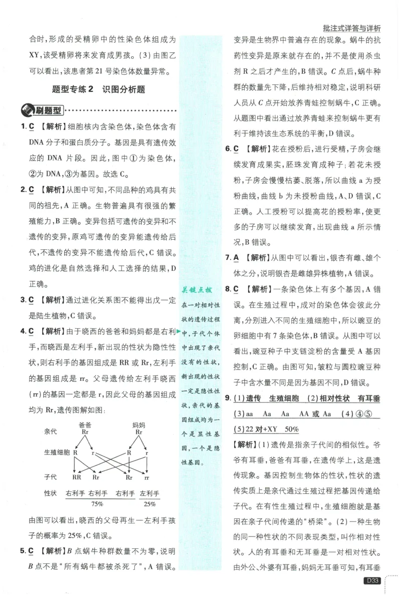2026春《初中必刷题》生物RJ8下批注式详答与详析_2026春《初中必刷题》生物RJ8下
