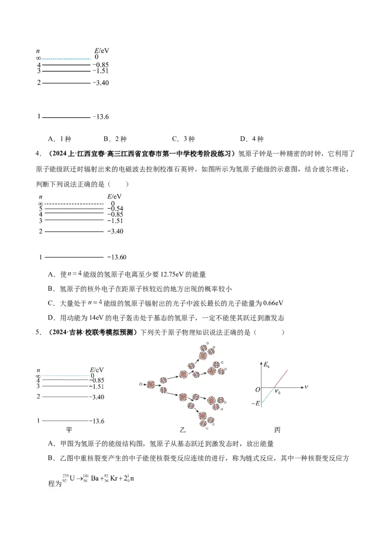 专题07近代物理中的图像（原卷版）_2025高中物理模型方法技巧高三复习专题练习讲义_高考物理图像与方法