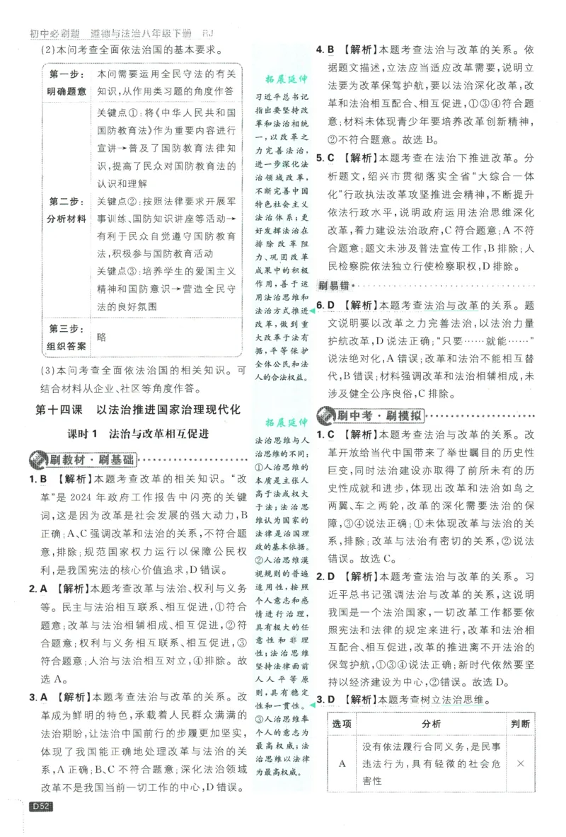 2026春《初中必刷题》道法RJ8下批注式详答与详析_2026春《初中必刷题》道法RJ8下