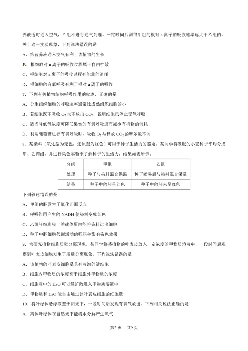 2017年高考生物试卷（海南）（空白卷）_生物历年高考真题_新&middot;PDF版2008-2025&middot;高考生物真题_生物（按试卷类型分类）2008-2025_自主命题卷&middot;生物（2008-2025）_海南自主命题&middot;生物（2008-2024）