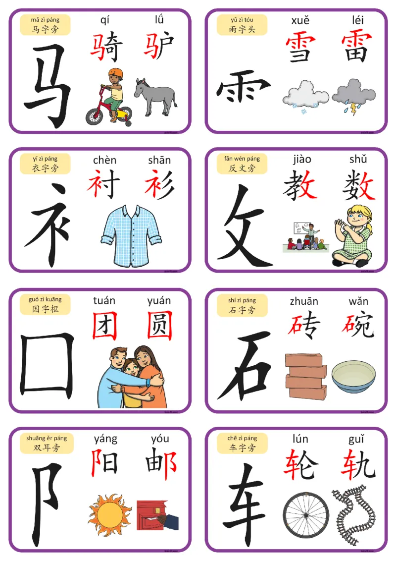 2_认识部首和偏旁闪卡_幼小语数英专项资料_幼小语文专项