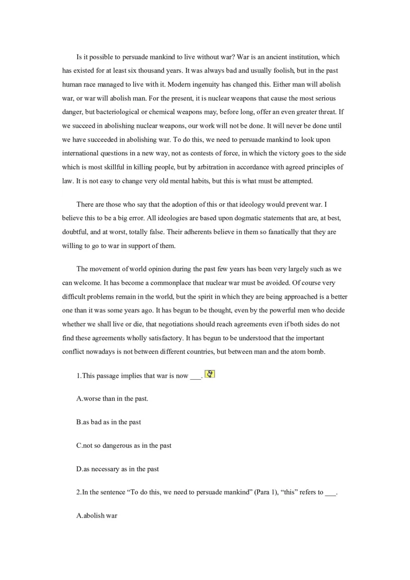 英语专项深度练习&mdash;&mdash;阅读理解(十二)_2025春招题库汇总_国企题库_中国烟草_3Yancao笔试专业完整知识点（仅需看本专业）_3.7英语_3.英语阅读理解