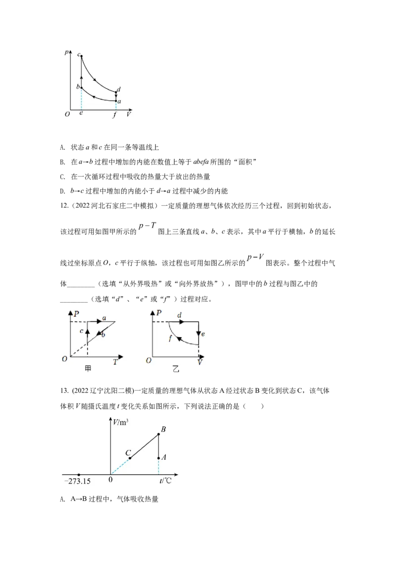 模型81热学+图像模型（原卷版）_2025高中物理模型方法技巧高三复习专题练习讲义_高考物理模型最新模拟题专项训练