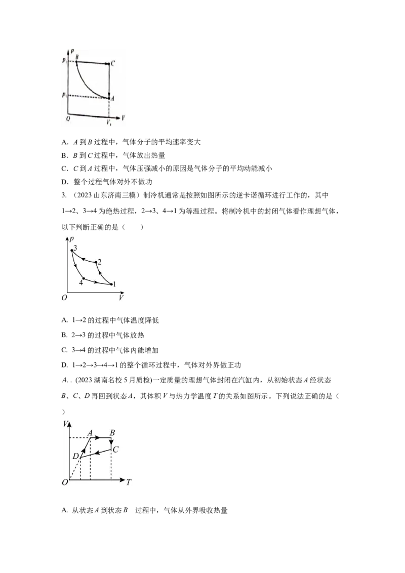 模型81热学+图像模型（原卷版）_2025高中物理模型方法技巧高三复习专题练习讲义_高考物理模型最新模拟题专项训练