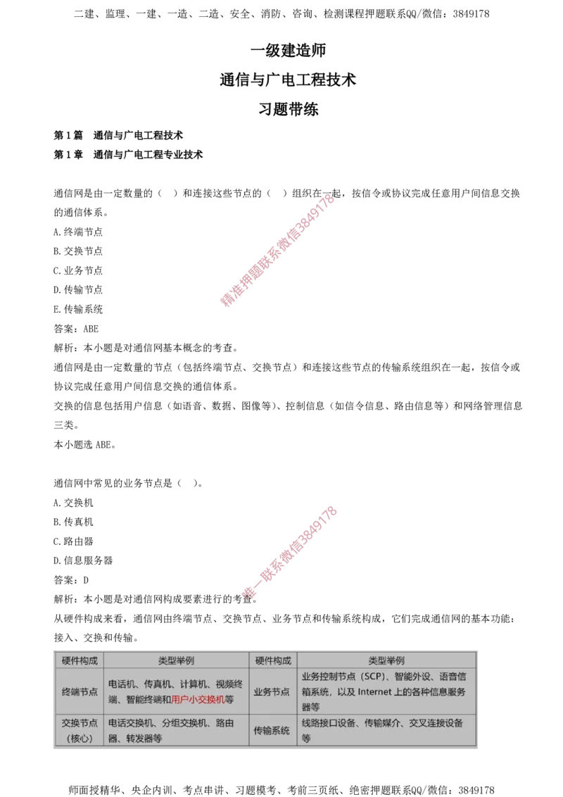01.01-第1章-通信与广电工程专业技术（一）_2026年一级建造师_2026年一建通信_2025年一建通信SVIP_03-习题精析✿实战特训✿模考通关_04-通信《习题带练班》邵春宝SMR