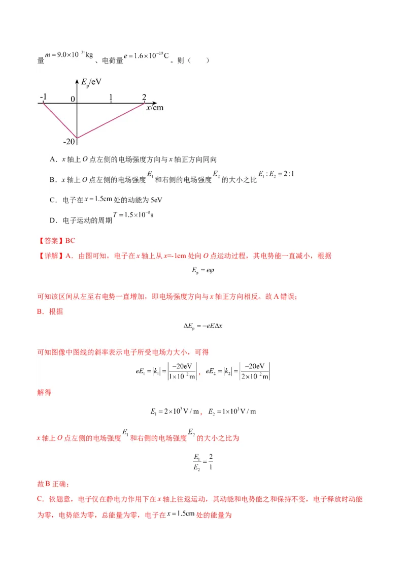 专题04电场中的图像（解析版）_2025高中物理模型方法技巧高三复习专题练习讲义_高考物理图像与方法