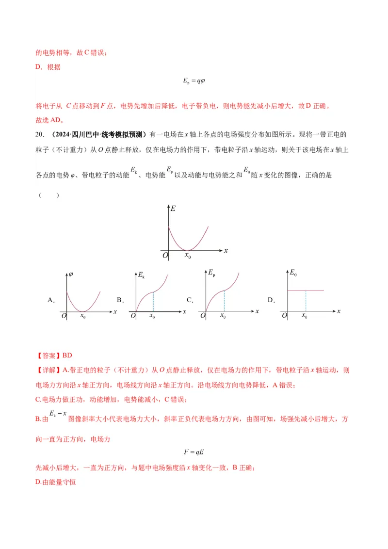 专题04电场中的图像（解析版）_2025高中物理模型方法技巧高三复习专题练习讲义_高考物理图像与方法
