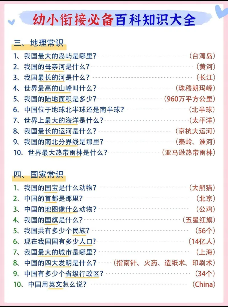 0014幼小衔接必备百科知识大全_幼小衔接语文