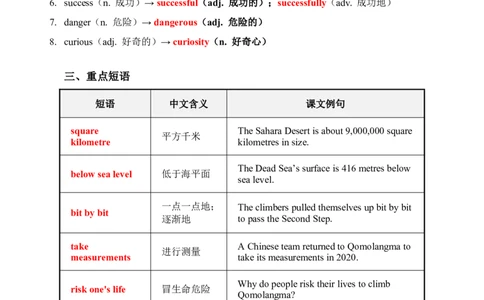 2026春人教版英语八下单元知识清单Unit4_初中英语新版_最新人教版英语八年级下册_2026春新人教版八下（更新中）_19知识清单U1-U6