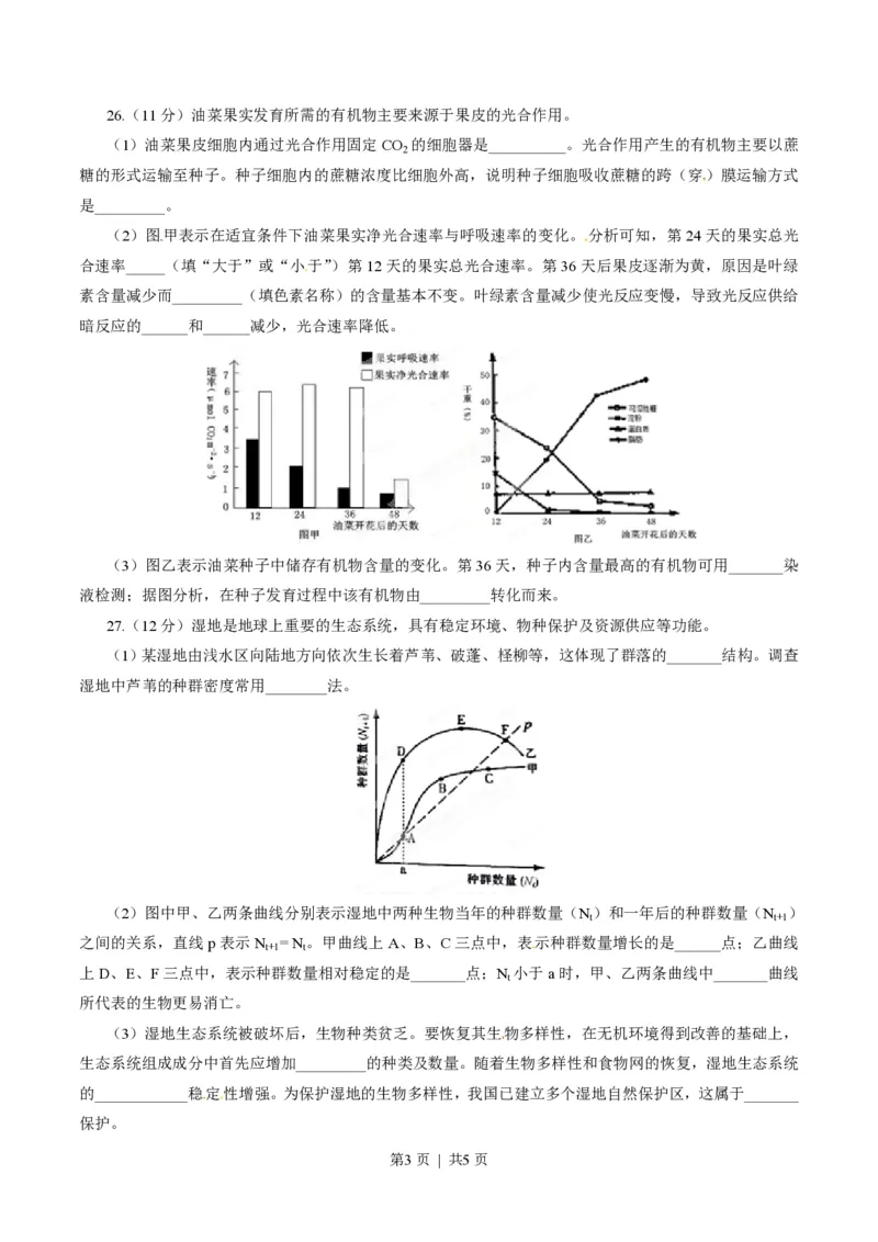 2015年高考生物试卷（山东）（空白卷）_生物历年高考真题_新&middot;PDF版2008-2025&middot;高考生物真题_生物（按省份分类）2008-2025_2008-2025&middot;（山东）生物高考真题