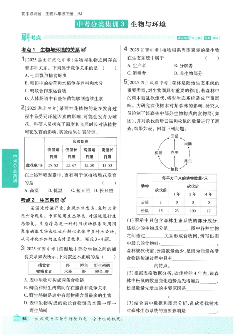 2026春《初中必刷题》生物RJ8下_2026春《初中必刷题》生物RJ8下