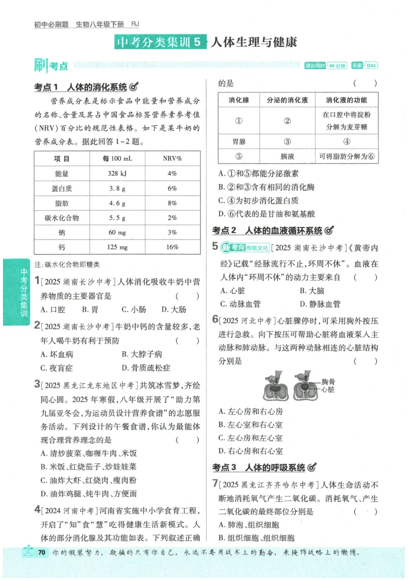 2026春《初中必刷题》生物RJ8下_2026春《初中必刷题》生物RJ8下