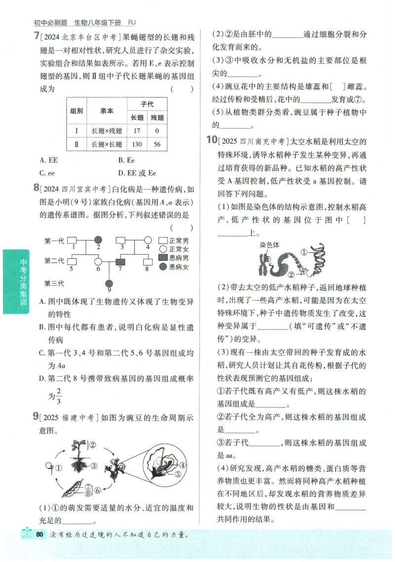 2026春《初中必刷题》生物RJ8下_2026春《初中必刷题》生物RJ8下