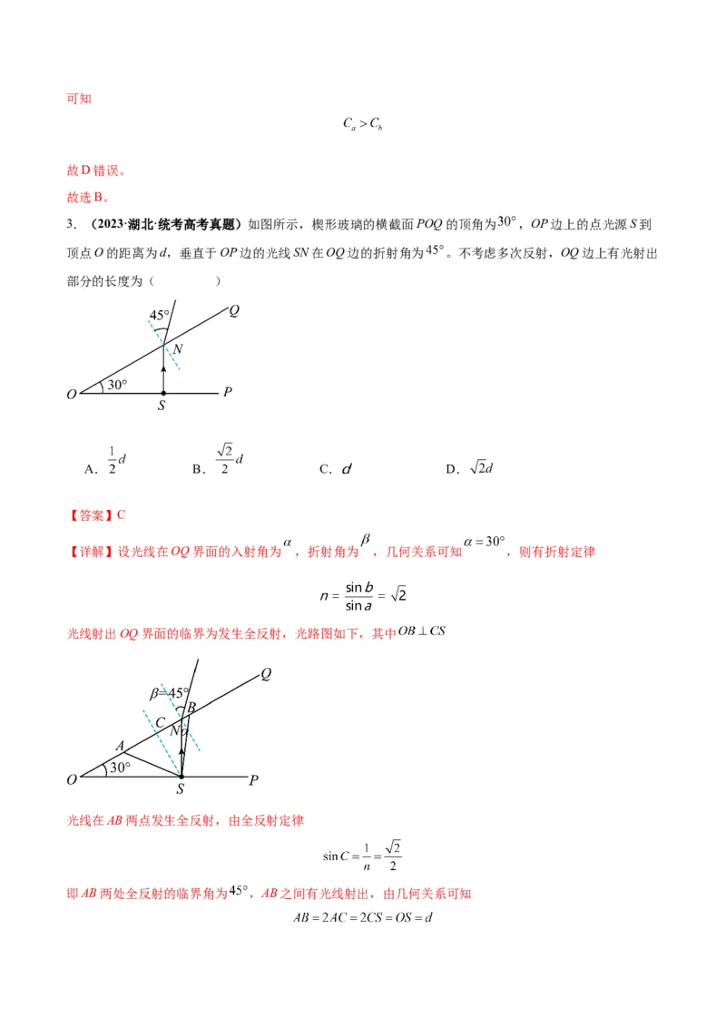 专题17光学常见模型特性及关键几何条件（解析版）_2025高中物理模型方法技巧高三复习专题练习讲义_高考物理热点模型