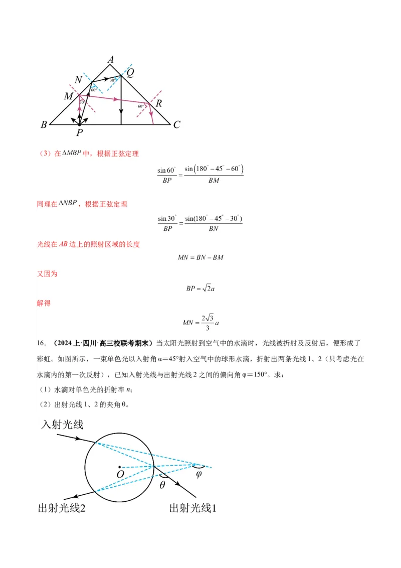 专题17光学常见模型特性及关键几何条件（解析版）_2025高中物理模型方法技巧高三复习专题练习讲义_高考物理热点模型