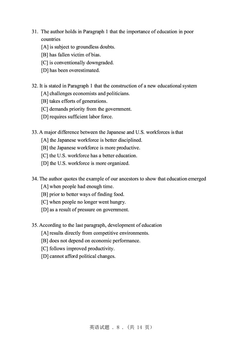 2009年考研英语真题（可复制、可搜索）(1)_❤️1.1980-2009年考研英语真题及解析(英语一二通用）_01、真题部分（英语一二通用）