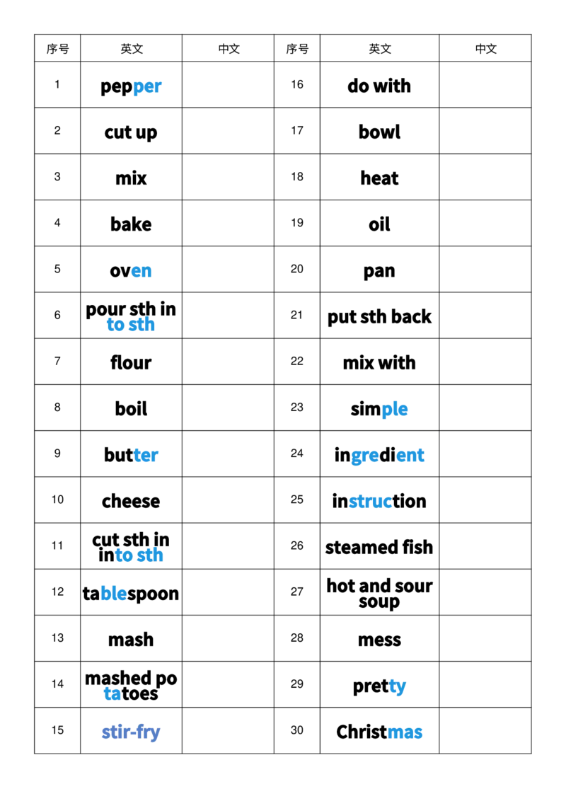 2025秋人教版八年级上册英语U5英译中单词默写_初中英语新版_最新人教版英语八年级上册_新版_初中英语8上新更新第三套可选择_10单词默写+字帖_单词表