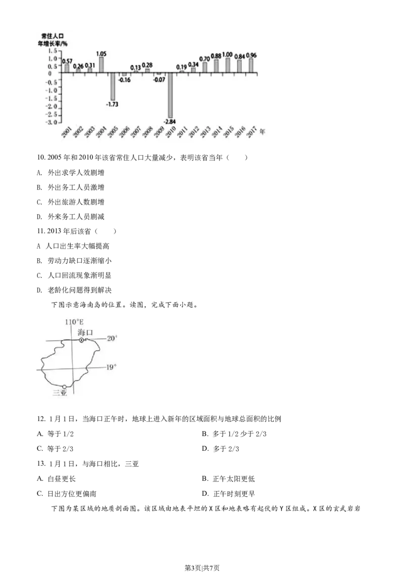 2018年高考地理试卷（海南）（空白卷）_地理历年高考真题_新&middot;Word版2008-2025&middot;高考地理真题_地理（按年份分类）2008-2025_2018&middot;地理高考真题