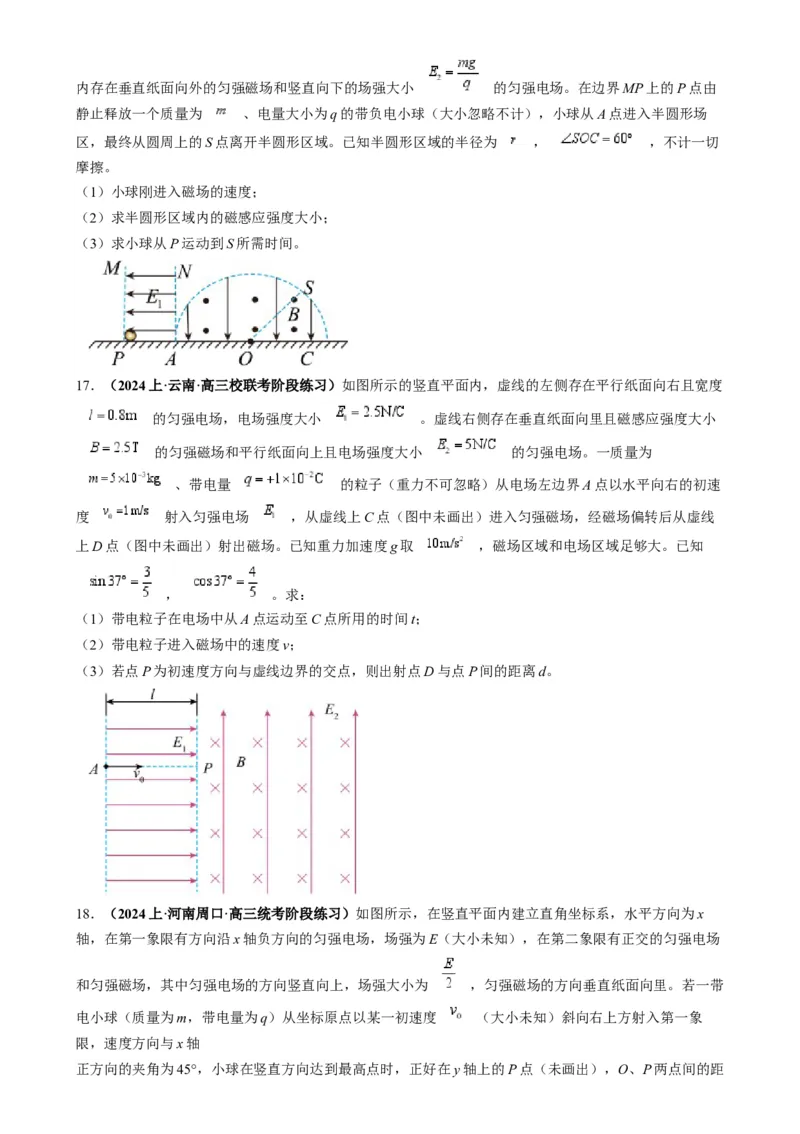 专题13带电粒子在组（复）合场中运动的核心问题（原卷版）_2025高中物理模型方法技巧高三复习专题练习讲义_高考物理热点模型