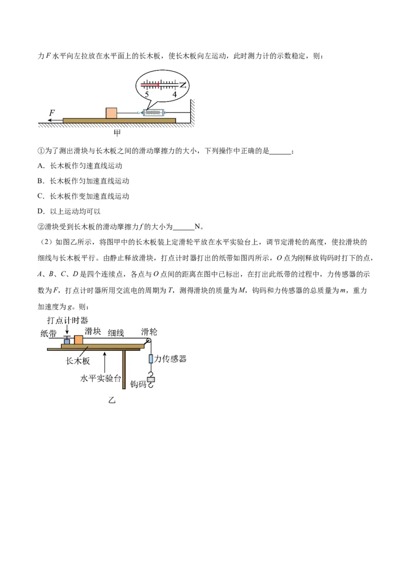 专题02力学实验通性通法讲解（原卷版）_2025高中物理模型方法技巧高三复习专题练习讲义_高考物理备考技巧