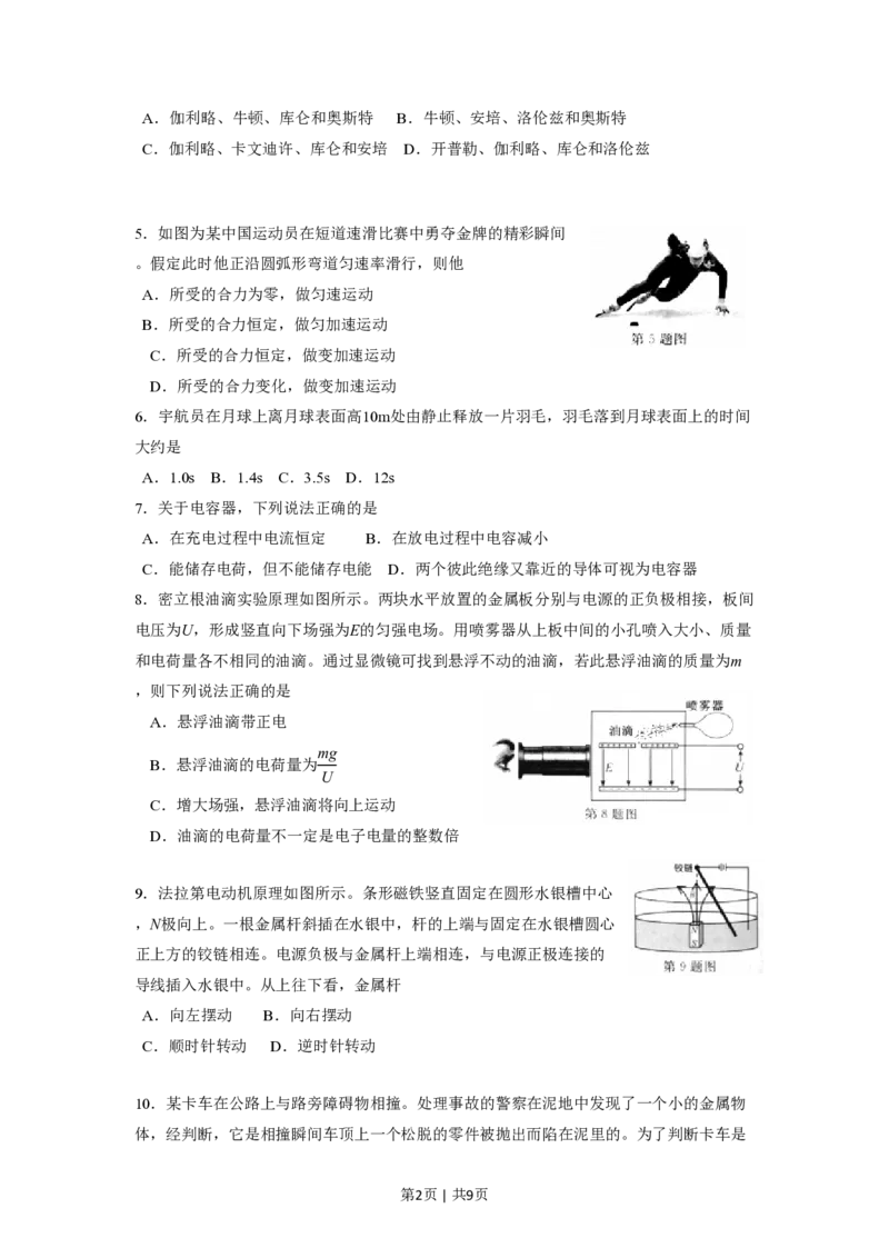 2016年高考物理试卷（浙江）（4月）（空白卷）_物理历年高考真题_新&middot;PDF版2008-2025&middot;高考物理真题_物理（按试卷类型分类）2008-2025_自主命题卷&middot;物理（2008-2025）